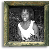 Black and white photograph of a young girl. 